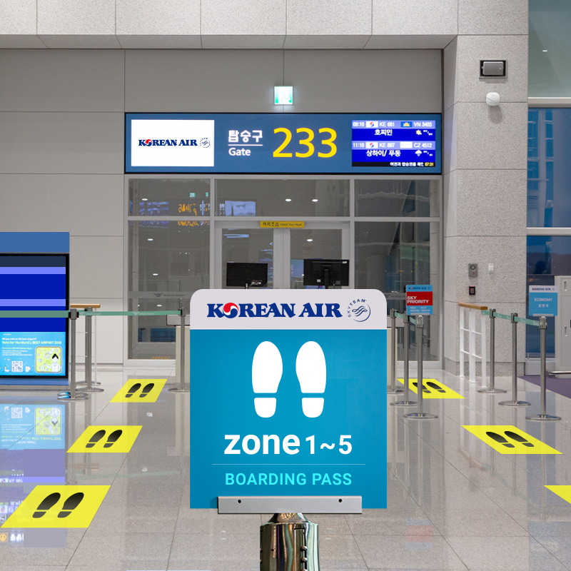 Korean Air has implemented a "back to front" zone boarding system for all economy class passengers on domestic and international routes.