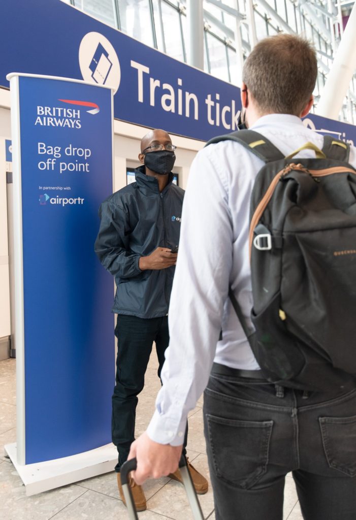 British Airways customers travelling from Heathrow's Terminal 5 will now be able to drop off and check-in their luggage with partner AirPortr as soon as they step off the Heathrow Express.